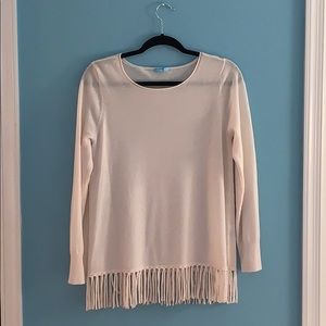 J. McLaughlin Cream Fringe Cashmere Sweater